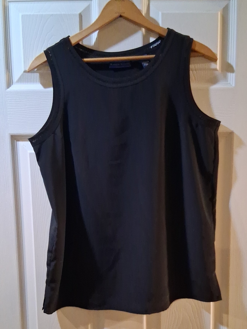 Karen Scott Black Sleeveless Tank with Subtle Trim